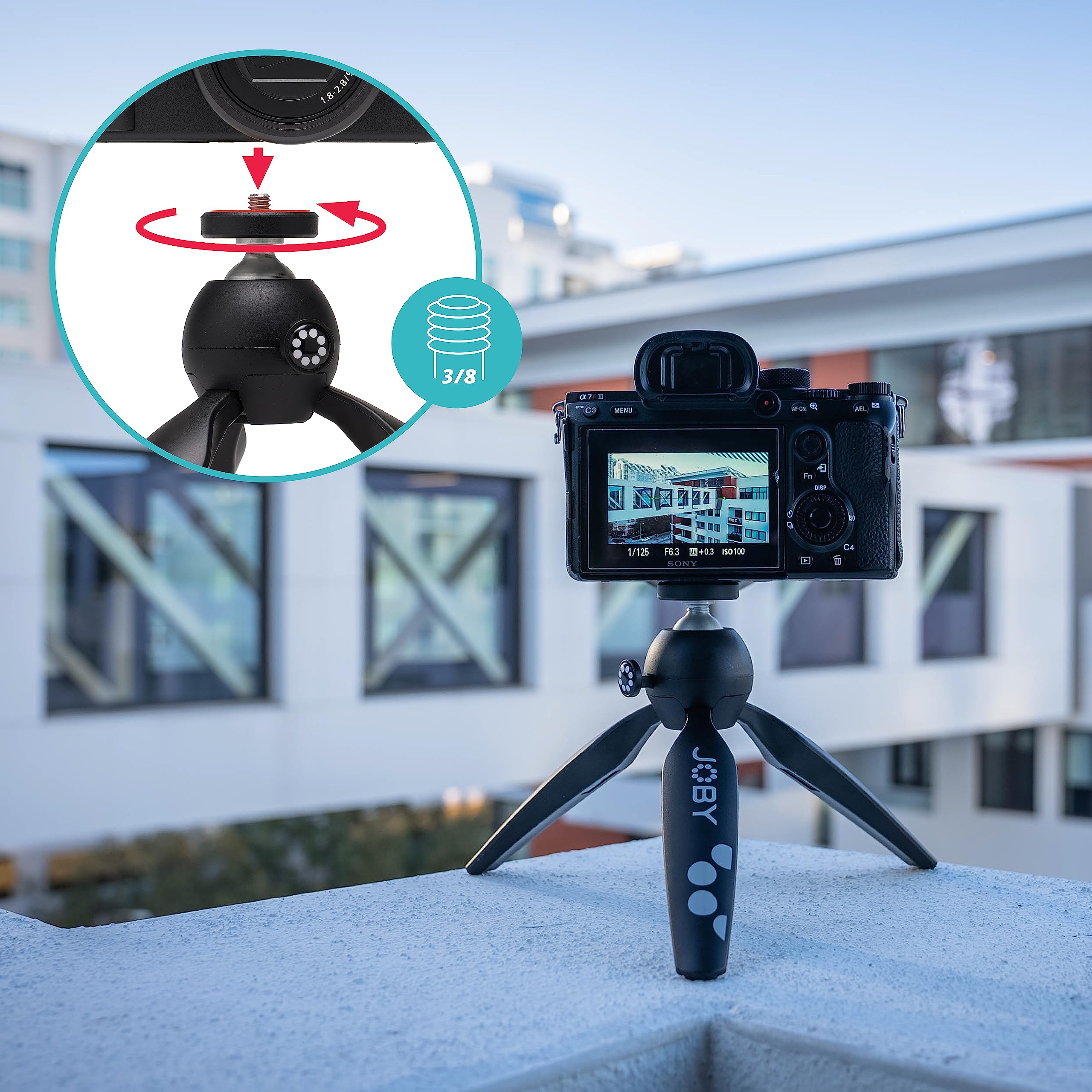 JOBY HandyPod 2, Table Top Tripod with BallHead, Handheld Phone Tripod for Smartphones, Action Cam and Mirrorless Cameras or Devices up to 1.0Kg (2.2lbs), Black