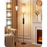 64.4&rdquo; Slim Floor Lamp for Living Room with Magnetic Remote and Foot Switch, Dimmable Standing Tall Lamp Mood for Bedroom Nursery, 3 Color Temperatures, 1-Hour Timer,900LM Bulb Included,Beige E06LD05W1