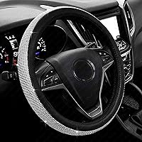New Diamond Leather Steering Wheel Cover with Bling Bling Crystal Rhinestones, Universal Fit 15 Inch Car Wheel Protector…
