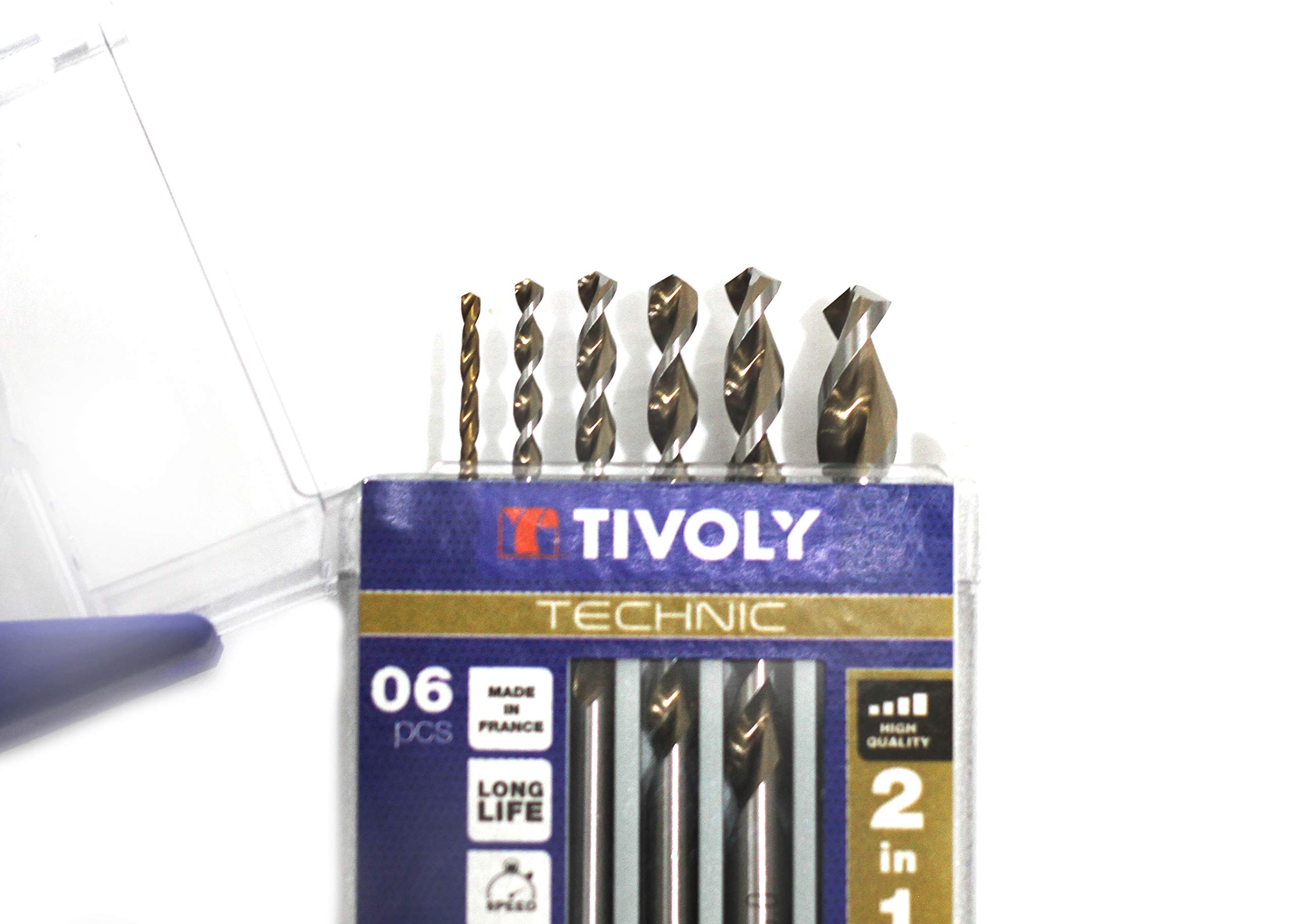 Tivoly 10804470002 Drill Technic 2-in-1 Bois-Metal Stamped Box, Gray, Bronze, Set of 6