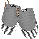 Cuisinart Mini Oven Mitts – 5.5” x 8” Heat-Resistant Kitchen Mitts for Oven with Non-Slip Printed Silicone, Cotton Filling, and Faux Leather Loop – Durable Oven Mitt Set for Cooking & Baking (Horizon)