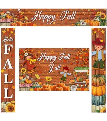 Happy Thanksgiving Banner Backdrop - XL 72"x44" Cloth Fabric, Fall Party Decor, Photo Background, Outdoor/Indoor