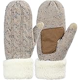 Zando Winter Warm Mittens for Women - Thick Knitted Gloves with Soft Lining - Cold Weather Accessories & Gifts