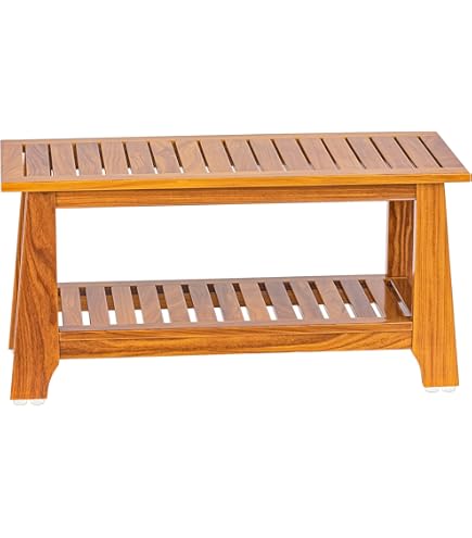 Asta Select Solid Teak 26" Shower Bench With Arms, Portable Teak Wood