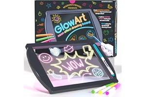 Marvin's Magic - Glow Art - LED Doodle Board for Children - Light Up Drawing Pad, with Glow in The Dark Colouring Pens - Battery Powered Magic Drawing Tablet - Light Up Tracing Pad Suitable for 5+