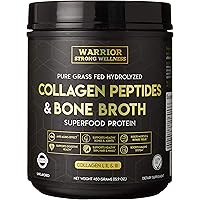 Warrior Strong Wellness Premium Collagen Peptides Bone Broth: Grass Fed Hydrolyzed Collagen Protein Powder Boost for Healthy 