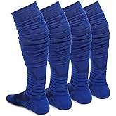 Finerview Scrunch Football Socks 2 Pairs, Extra Long Padded Sports Socks for Men & Women