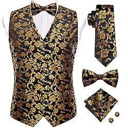 Hi-Tie Mens Suit Vest Bowtie Set Ties for Men V