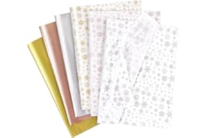 Larcenciel 120 Sheets Christmas Tissue Paper for Gift Bags, Metallic Snowflakes Tissue Paper Bulk for Gifts Wrap, Shiny Rose Gold Silver Wraps for Holidays New Year Birthdays Party Crafts,19.7x13.8in