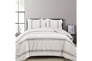 Lush Decor Comforter Farmhouse Stripe, Full/Queen, Gray