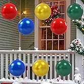 SEETOHOME 8 PCS Outdoor Christmas Decorations, 12 Inch Large Inflatable Christmas Ornaments Balls Outdoor for Front Door, Yard, Lawn, Porch, Garden or Window Decoration