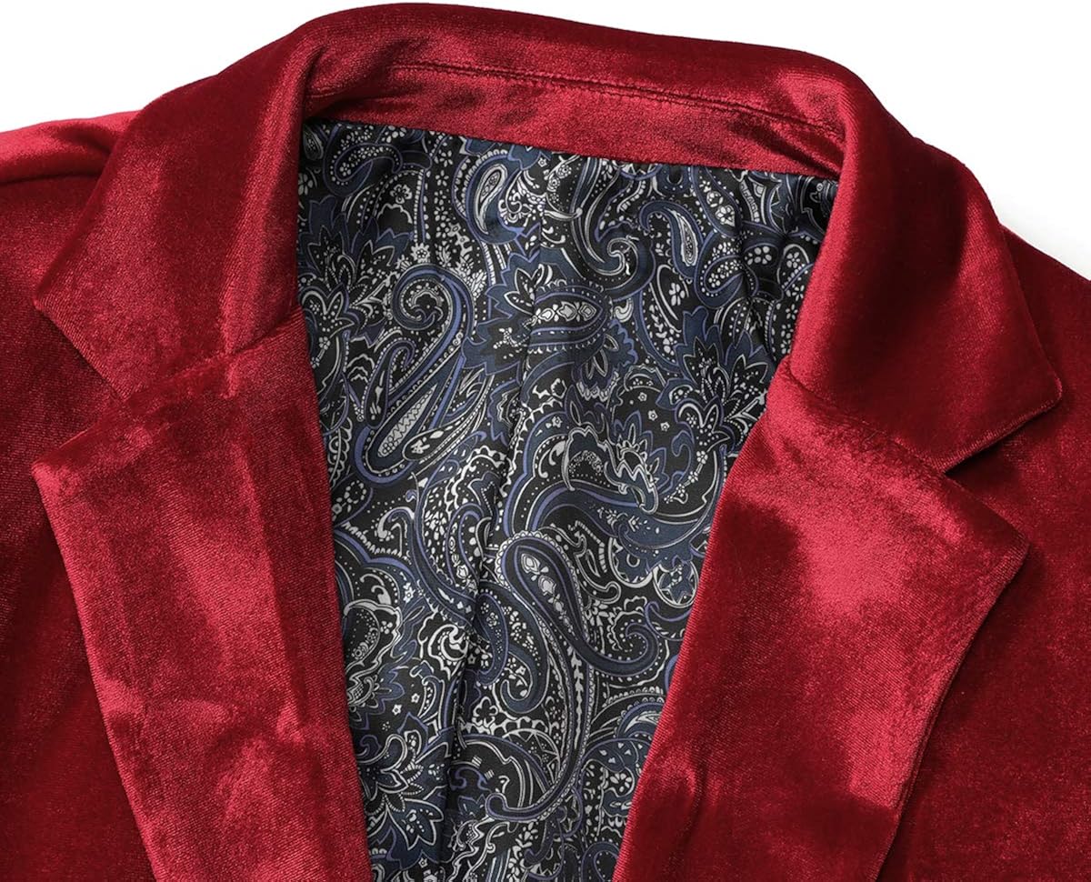 WEEN CHARM Men's Velvet Suit Jacket One Button Slim Fit Velvet Blazer at  Men’s Clothing store