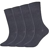 BampooPanPa Dress Socks for Men, 4 Pairs Comfortable Crew Moisture Wicking Men Socks, Seamless Stretchy Casual Sports Socks