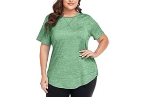 COOTRY Plus Size Workout Tops for Women Short Sleeve Loose fit Shirts Athletic Gym Yoga Clothing