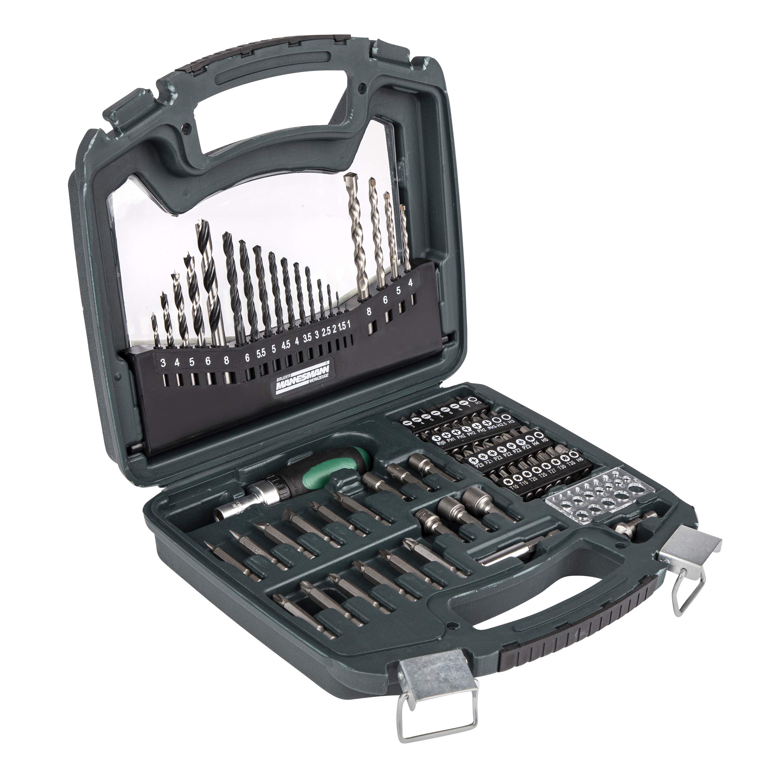 Brüder Mannesmann Werkzeuge 75 Piece Drill and Screwdriver Set – Pack of 1 M54375