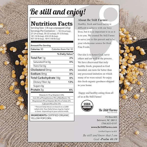 YELLOW ORGANIC POPCORN KERNELS (4.8LB) – UNCOOKED CORN BULK GREAT FOR MOVIE NIGHT – HEALTHY MICROWAVE SNACKS IDEAL FOR POPPING – USA GROWN | USDA CERTIFIED | VEGAN | NON-GMO