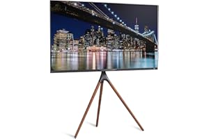 ProMounts Artistic Easel TV Stand with Swivel and Tripod Base for 47-72 inch LED LCD OLED Flat Screens, Height Adjustable w/Cable Managment, 180°Swivel Portable TV Stand for Bedroom, Living Room