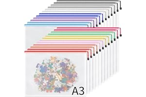 Umriox 24 Pack 12 Colors Zipper Pouches for Organizing, A3 Size (16.9 x 12.4), Big mesh Bags, Zipper Bags for Puzzles & Board Game Storage, Office Supplies Travel Toiletries