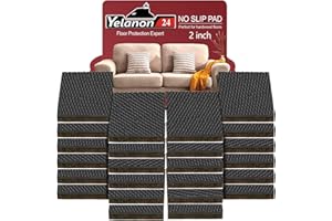 Yelanon Non Slip Furniture Pads -24 pcs 2’’ Furniture Grippers Hardwood Floors, Non Skid for Furniture Legs,Self Adhesive Rubber Feet, Anti Slide Furniture Floors Protectors for Keep Couch Stoppers