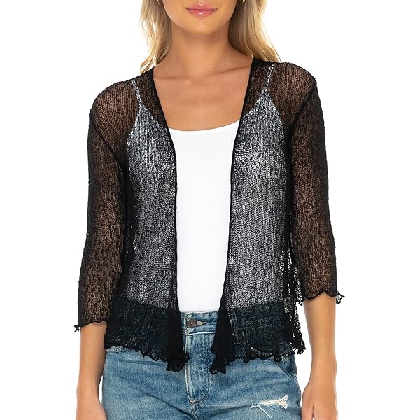 Amazon.com: SHU-SHI Short Sleeve Cardigan Sheer Dress Shrug