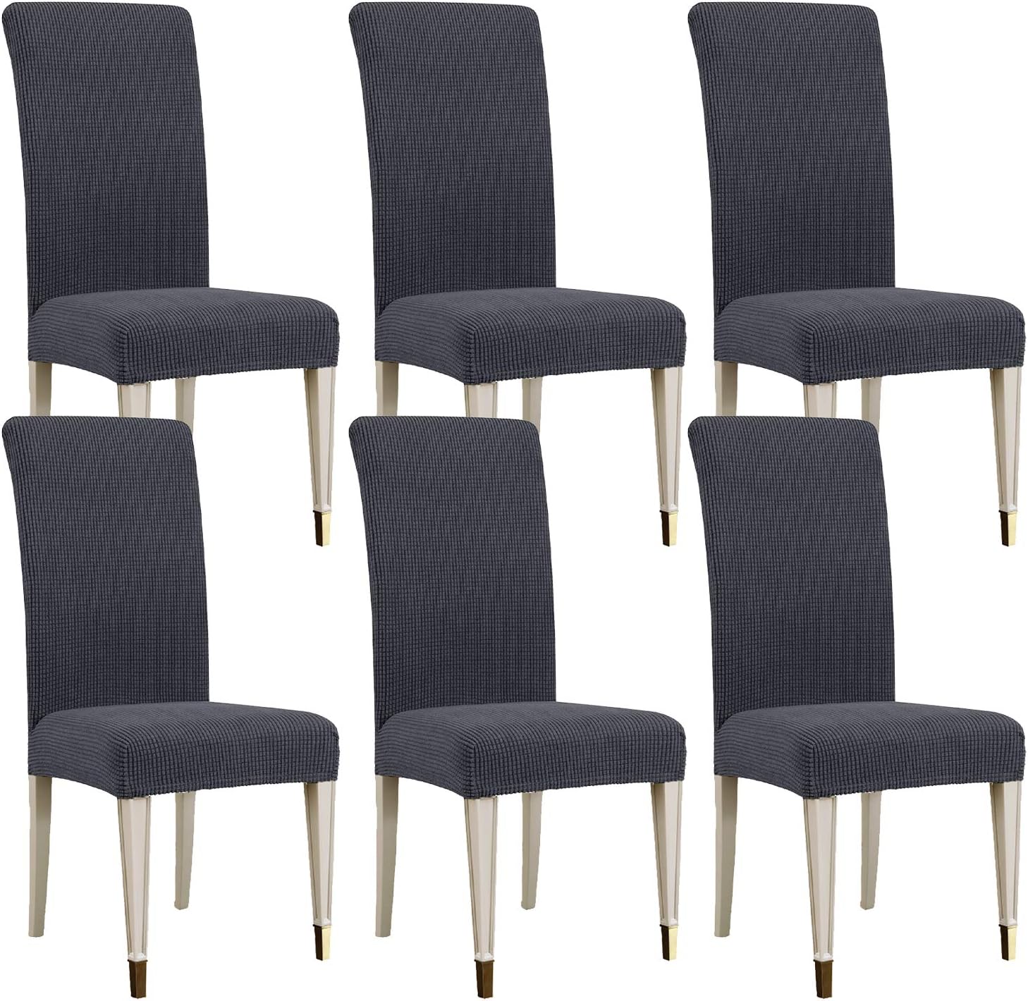 MAXIJIN Super Stretch Dining Room Chair Cover Jacquard Spandex Dining Parsons Chair Slipcover Removable Chair Protector Covers for Dining Room,Hotel,Kitchen,Ceremony (Grey