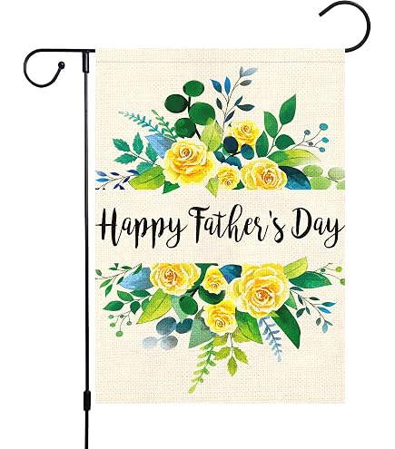 Vatertags-Gartenflagge 'Happy Father's Day' - Doppelseitig, Sackleinen, 71x102 Cm, Mit Rosen-LKW-Motiv
