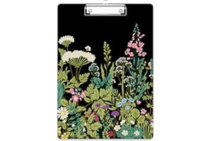 Rimilak Wood Clipboard, 8.5x11 Paper Letter Size, Cute Custom Pattern, Fun Design Hardcard Board for Classroom, Teachers, Kid, Woman, Back to School, Home & Office Supply, Night Flower