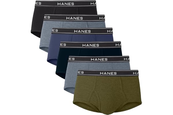 Hanes Mens 6-Pack Exposed Waistband Mid-Rise Briefs-Underwear