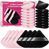 Scaups 24Pcs Black and Pink Powder Puff, Triangle Powder Puffs, Powder Puffs for Makeup and Cosmetic Foundation