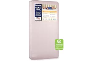 Kolcraft BabyPedic Premium Hypoallergenic Waterproof Baby Crib Mattress & Toddler Bed Mattress, Airy Comfort, 80 Steel Coils, GREENGUARD Air Quality Certified, Made in USA, 52"x28" - Pink