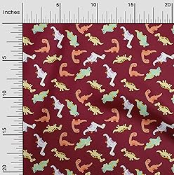 oneOone Cotton Poplin Twill Maroon Fabric Colorful