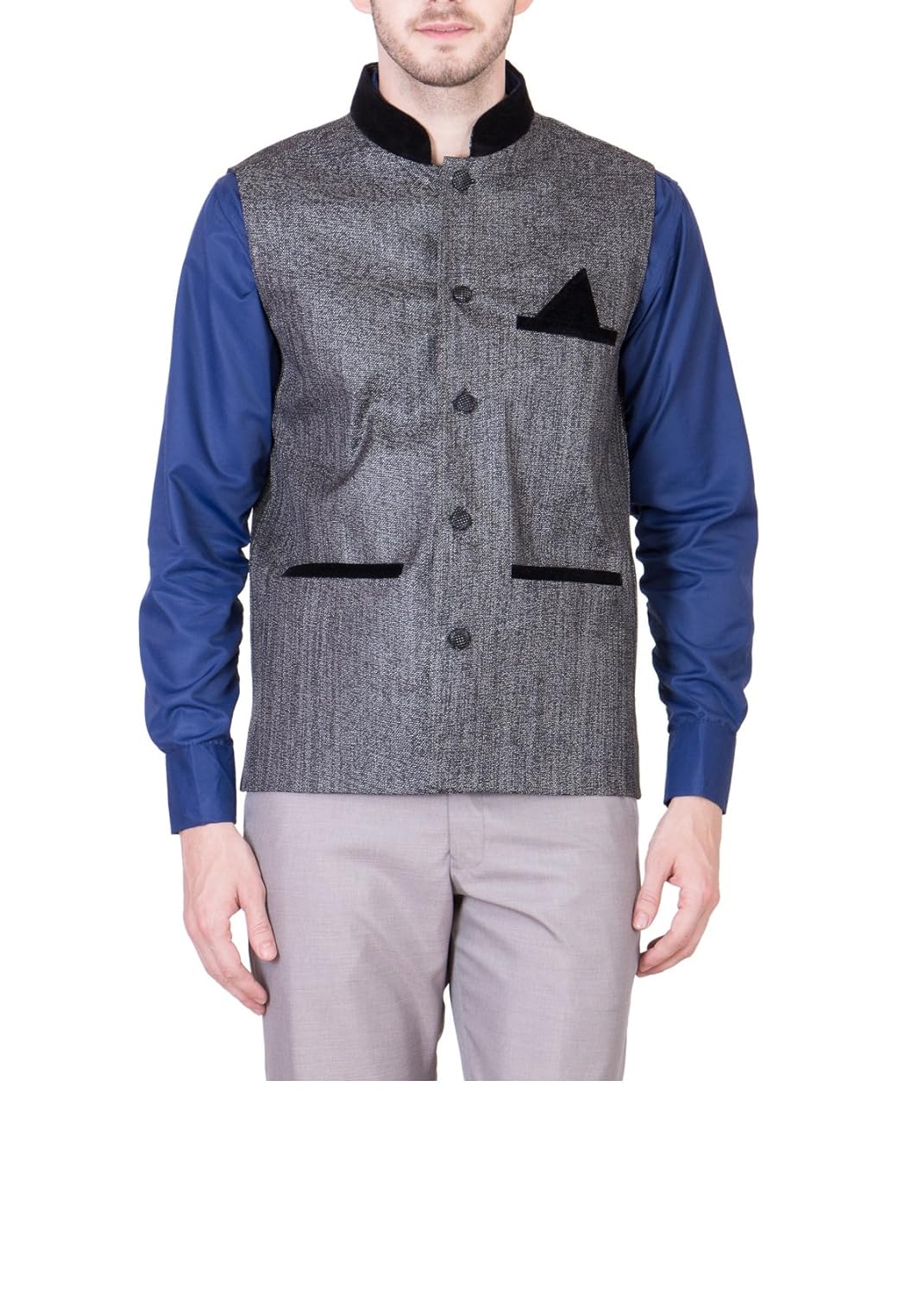akaas men's jute nehru jacket