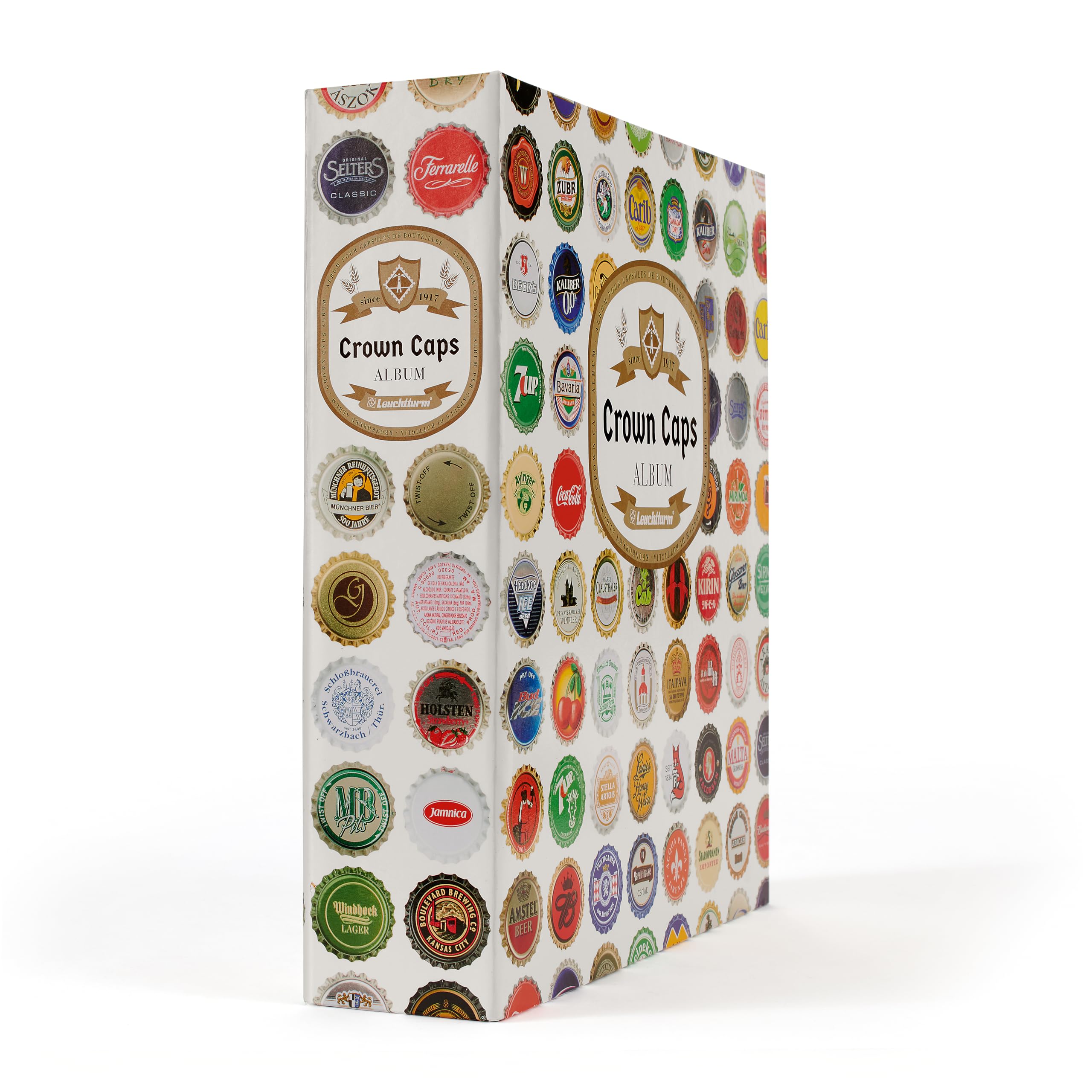 Leuchtturm 363949 Crown cap album Grande, Crown Caps - English, with 5 sleeves Compart for 210 used crown caps