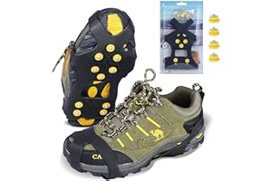SYOURSELF Ice Cleats Crampons for Winter Boots, Anti-Slip Traction Cleats for Shoes and Boots, Ice Grips for Women Men Kids H