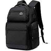 FENRUIEN Business Travel Backpack for Men,Large Capacity Laptop Backpack with USB Charging Port,Multifunctional Water Resistant Expandable Black Bag Fits 15.6 Inch computer