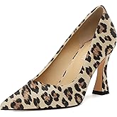 AMBELIGHT Women's Pointed Toe Stiletto Pumps 3.2 Inch High Heels Slip On Classic Comfort Dress Shoes for Wedding Party Office Work