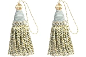 HedongHexi 2 Pack Braided Tassel 24cm/9 Inch Key With Loops, Handmade Twisted Craft, DIY Accessories for Home Decoration
