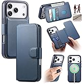 Yopeqok for iPhone 17Pro Wallet Case, Leather Detachable Magnetic 2 in 1 Case with MagSafe Wireless Charging,Kickstand RFID Blocking Credit Card Slots Blue