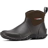 HISEA Men's Rain Boots, Ankle Height Garden Shoes Waterproof Insulated Rubber Neoprene Mud Boots Anti-Slip Outdoor Work Booties for Gardening Farming Camping Fishing and Yard Working