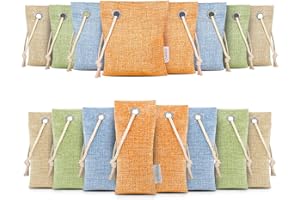 CLEVAST 16 Pack Activated Bamboo Charcoal Air Purifying Bags(8x100g, 8x50g), Natural Fresh Odor Absorber, Deodorizer and Moisture Eliminator, Air Purifier Bags for Home, Closet, Car Air freshener