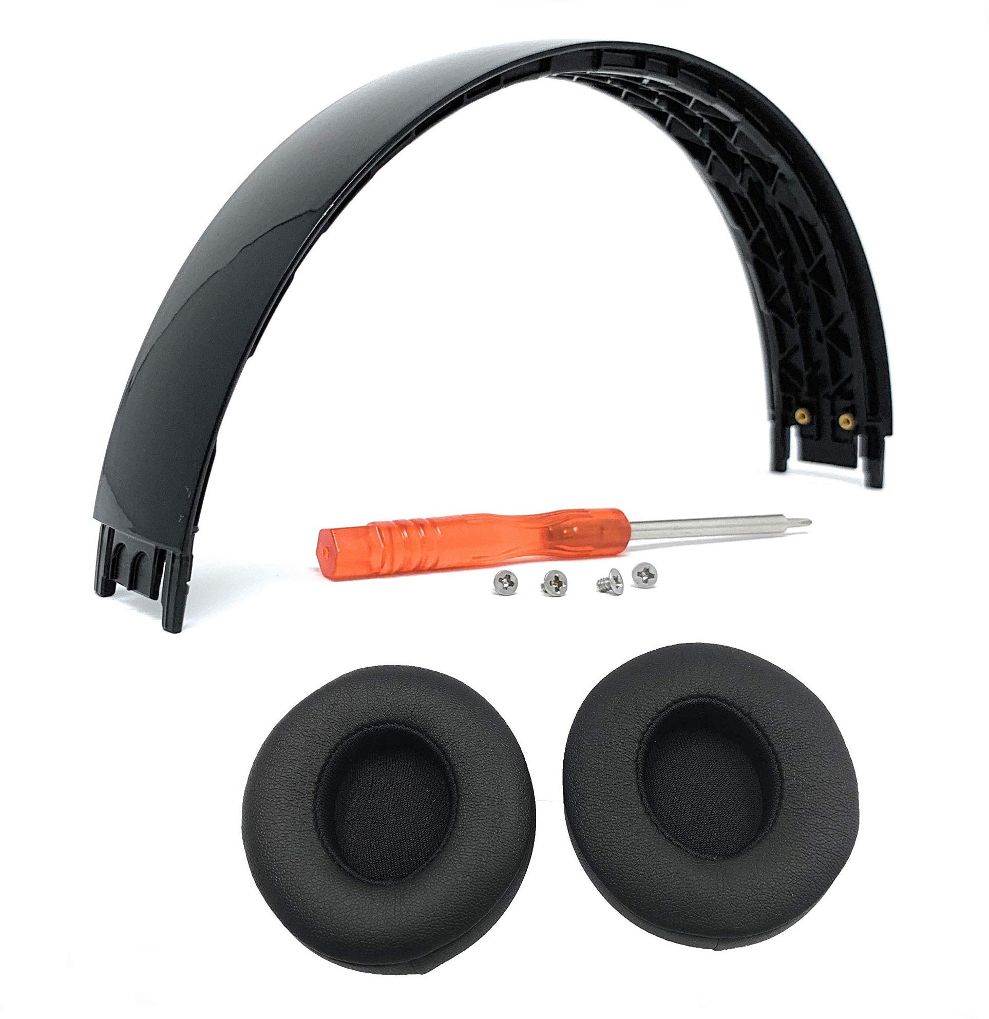 Solo3 Earpads + Top Headband Repair Kit Parts for Beats Solo 3 Wireless and Solo 2 Wireless Headphones (Gloss Black Headband+Black Earpads)