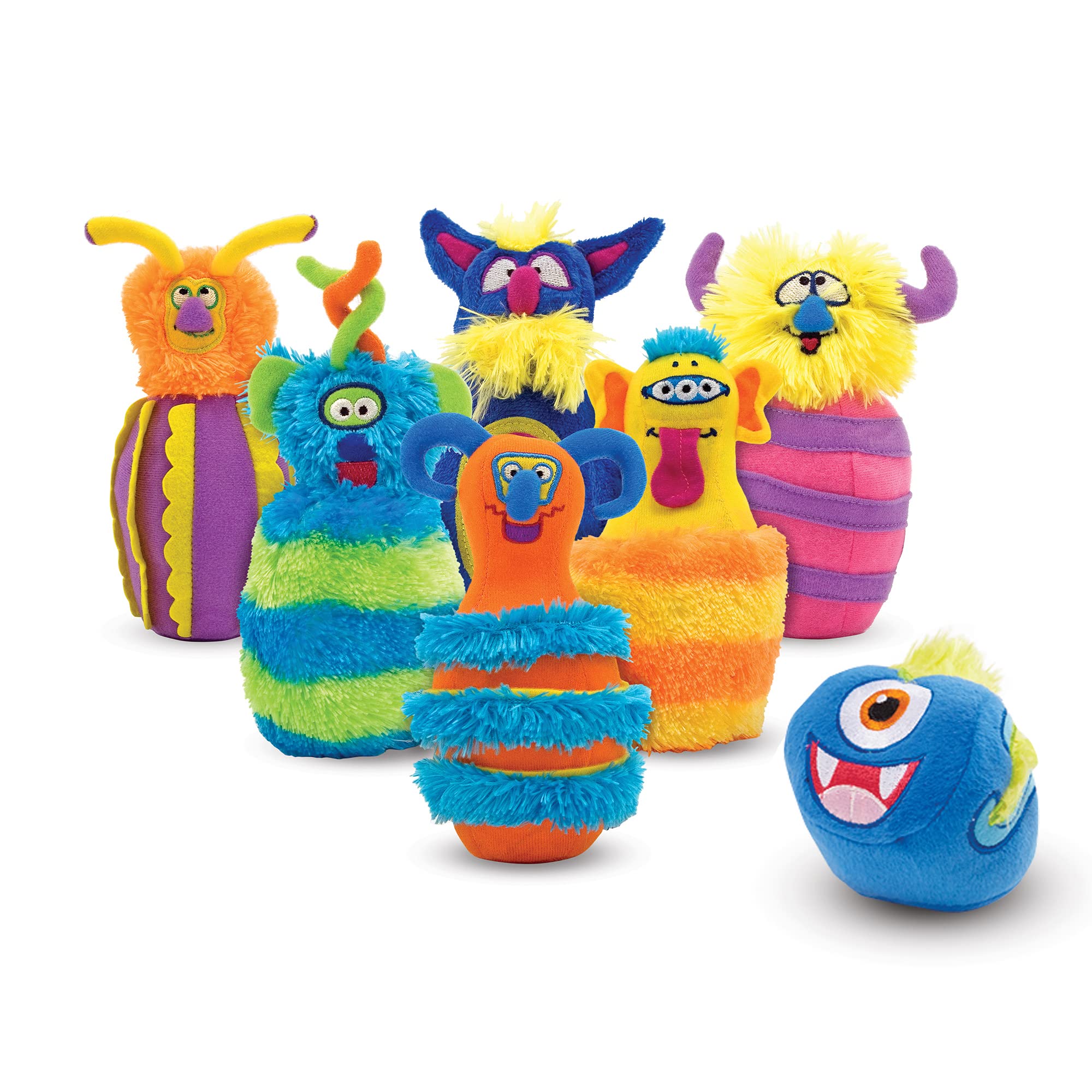 Melissa & Doug Monster Plush 6-Pin Bowling Game With Storage Bag | Preschool Games | Age 2+ | Gift for Boy or Girl