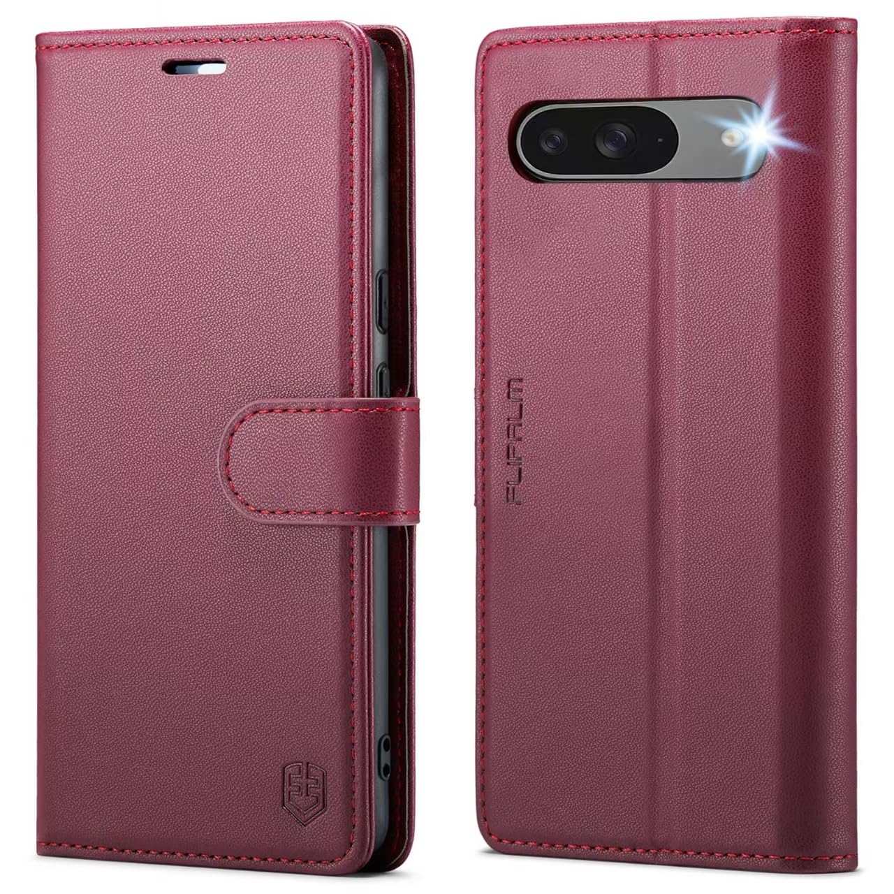 FLIPALM Wallet Case for Google Pixel 10 5G/Pixel 10 Pro, RFID Blocking Credit Card Holder, PU Leather Folio Flip Kickstand Protective Shockproof Cover (Red)