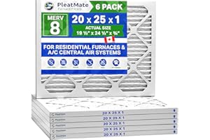 20x25x1 MERV 8 Case of 6. Actual/Exact Size 19 1/2" x 24 1/2" x 3/4". Made in Canada by FurnaceFilters. Ca