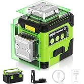 HUEPAR Laser Level 3 x 360&deg; High Brightness Self Leveling with LCD Screen | Digital Angle Screen Plus Mode Rechargeable 3D Laser Level for Construction and Picture Hanging, Hard Carry Case -Y03CG