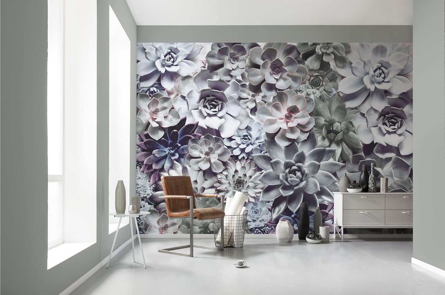 Komar 8-962 368 x 254 cm Shades Textured Flower Floral Wallpaper Mural - Green (Pack of 8)
