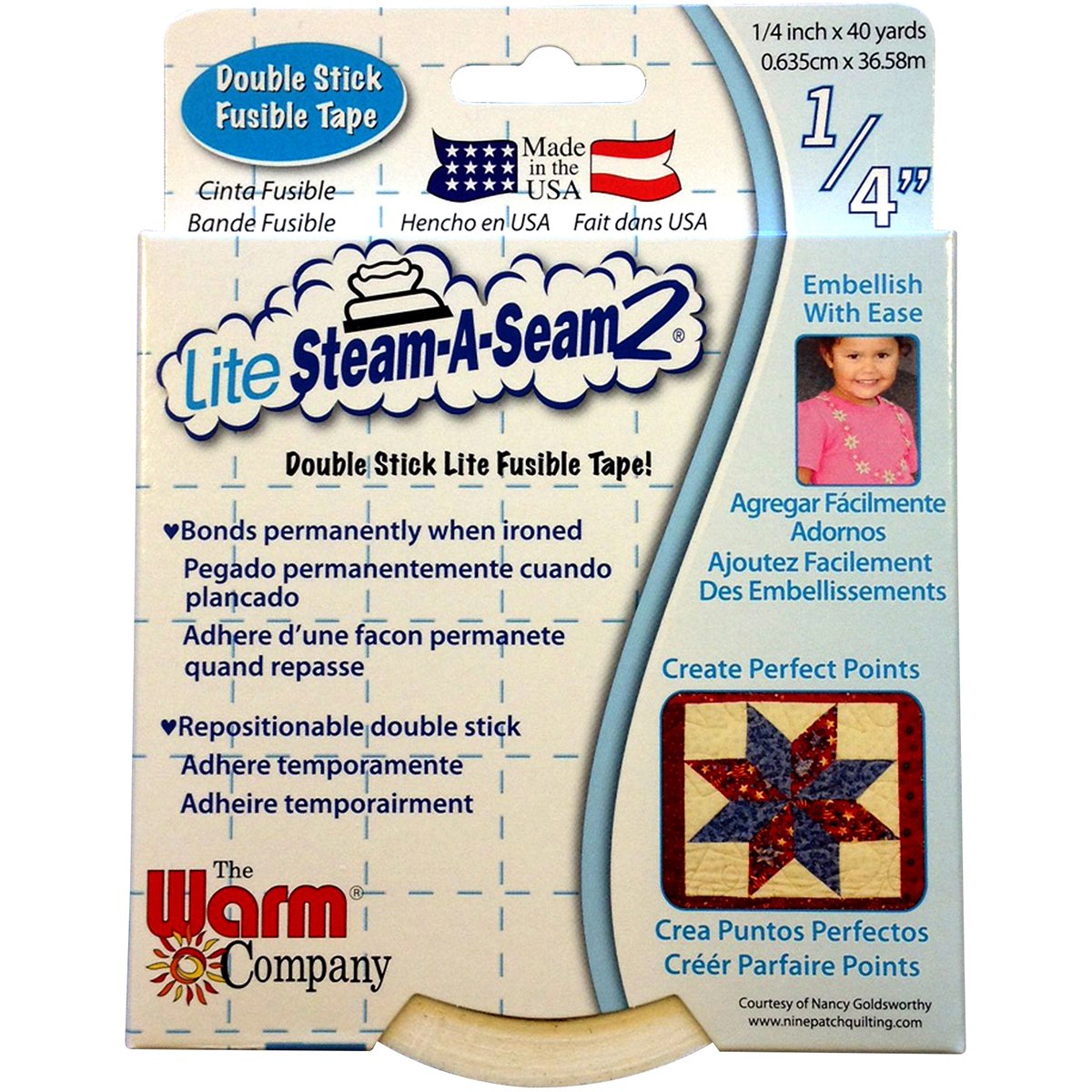 Warm Company Lite Steam-A-Seam Double Stick Fusible Web, Multi-Colour, 1.49 x 12.19 x 15.87 cm