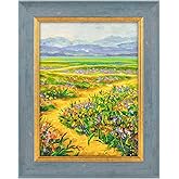 Golden State Art, 6x8 Ornate Vintage Finish Picture Frame with Acrylic Plexiglass, Blue with Gold Color