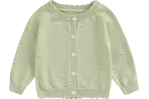 FAITHTUR Infant Baby Girl Cardigan Sweater Long Sleeve Button Up Knit Sweatshirt Jacket Toddler Baby Girl Fall Outfits