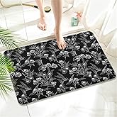 Twyt decor Skull Rose Goth Imitation Cashmere Bathroom Mat Rug- Rubber Non-Slip Super Absorbent Soft Thin Bathroom Rug for Tub Shower Sinks (17